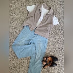 Nordstrom Sleeveless Corduroy Button-Front Vest — Taupe